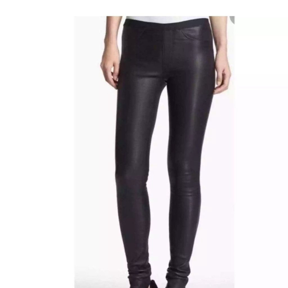 Helmut Lang 100% Lamb Leather Leggings
Pull On Pants Black Zipper Ankle Size 4 - Picture 1 of 10